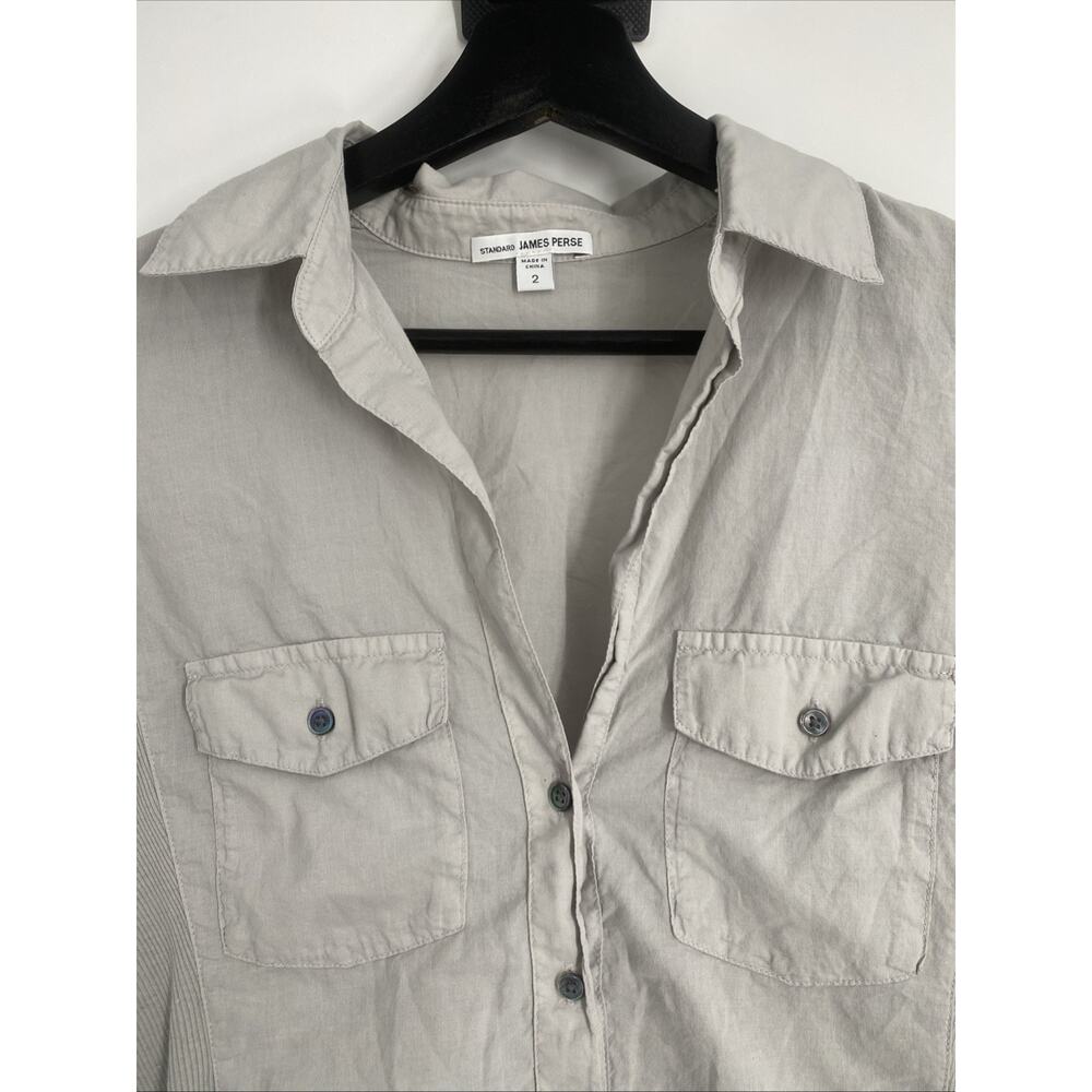 James Perse Button Up Shirt Women Size 2 Quiet Luxury Preppy Office Siren 1122 - Picture 2 of 11